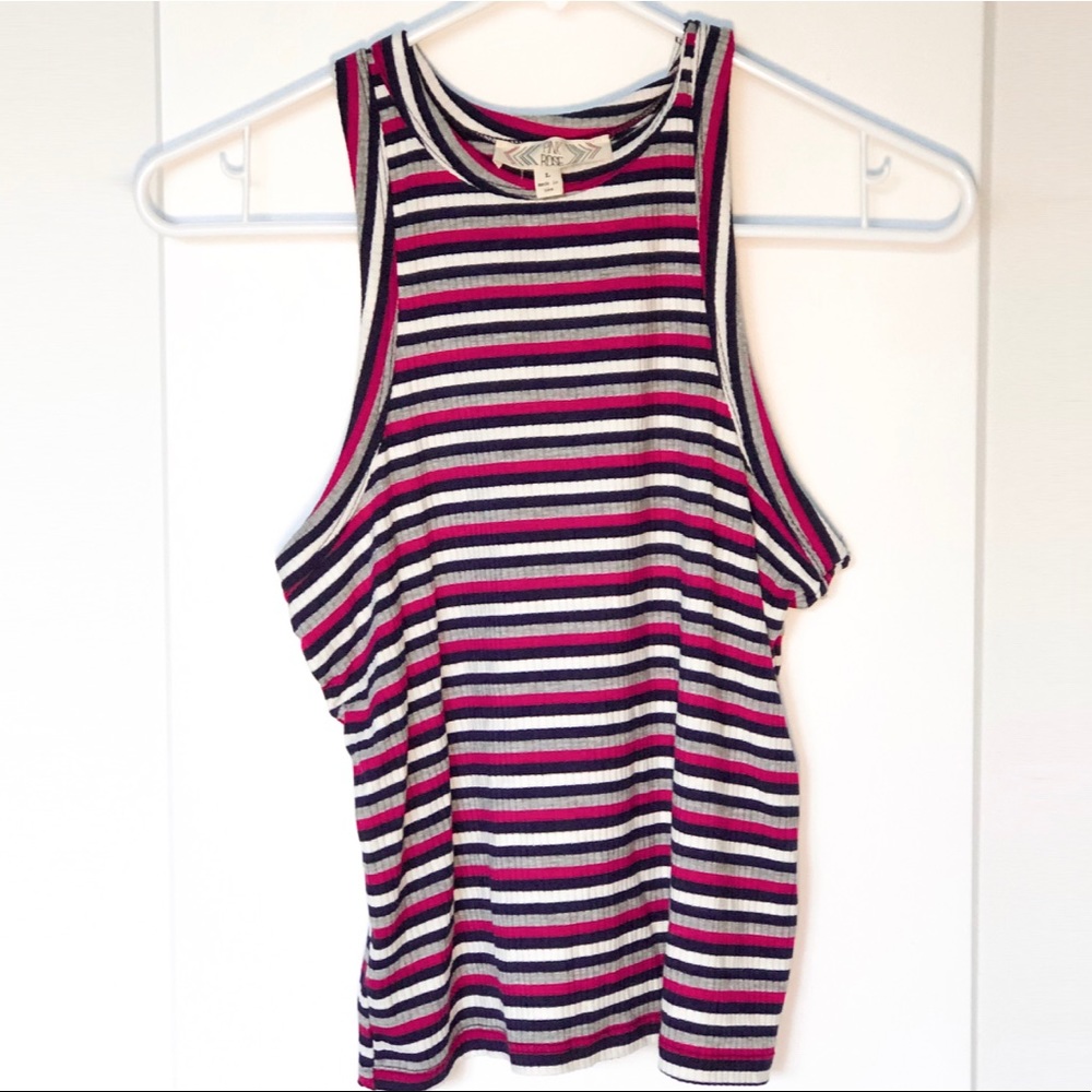 Striped Red White and Blue Sleevless Top